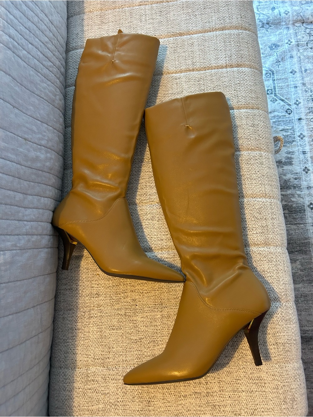 Franco Sarto tan-Tone Knee-High Pointed Toe Heeled Boots